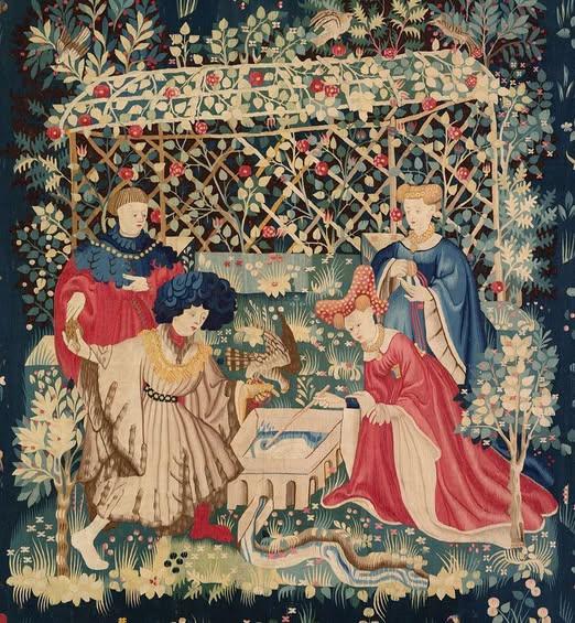 The Falcon Bath, Tapestry, Netherlands, circa 1410-1415, Galerie Neuse