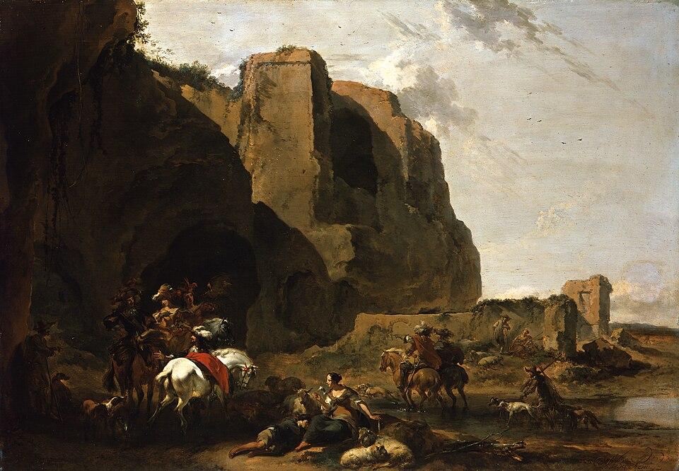Claesz. Berchem (1621 - 18.2.1683) - Return from the falcon hunt - KFMV.253 - Gemäldegalerie