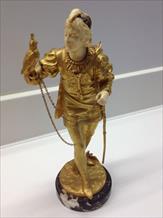 19TH CENTURY FRENCH BRONZE/IVORY FALCONER 