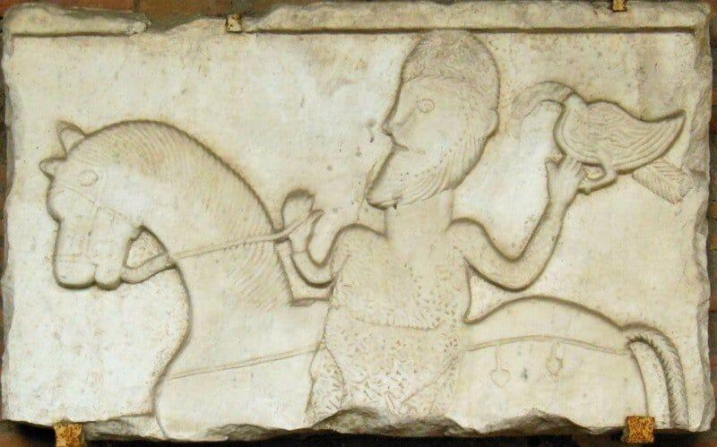 Bas-relief in San-Saba basilic in Rome in Italy of Xth century