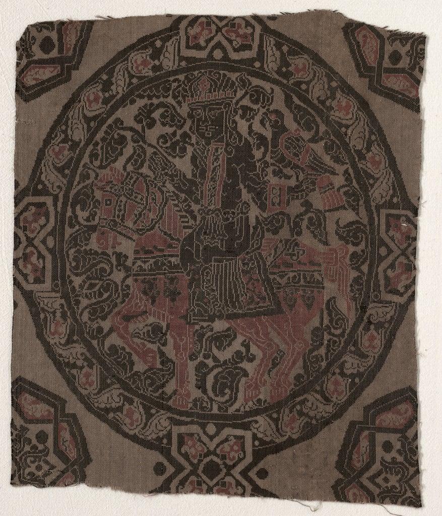 Fragment with Equestrian Falconer King, Iran or Iraq, Abbasid period 
