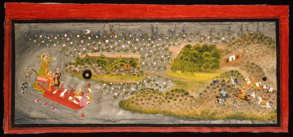 Maharana Jagat Singh II hawking and boar hunting, c.1740 