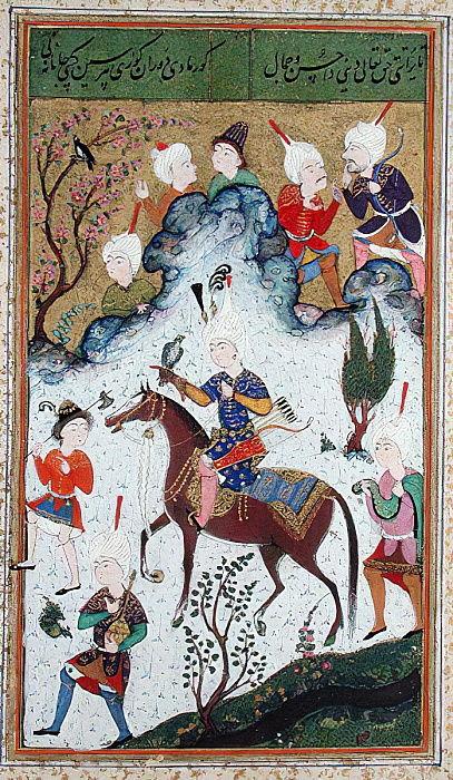 Ms B-284 fol.50b The Kings Hunt, from Divan by Huseyn Bayqara, c.1540 