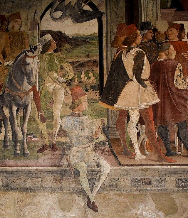 Francesco del Cossa, Falconiere, dettaglio, Aprile, salone dei Mesi, Palazzo Schifanoia